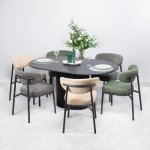 Стул Lucas 2 серый шенилл с чёрными ножками