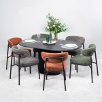 Стул Lucas 2 шалфей шенилл с чёрными ножками