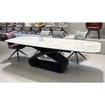 Стол АУРУМ (AURUM) 180 БЕЖЕВЫЙ МРАМОР TL-618, испанская керамика / Коричневый графит каркас, ®DISAUR