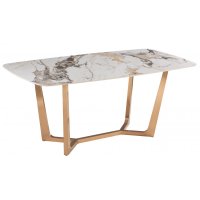 Стол обеденный Ланс Мат DT-2852L,180х90х75 см, белая керамика/матовое золото