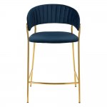 Стул полубарный Turin синий с золотыми ножками