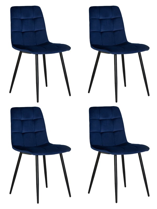 Набор 4 шт Стул обеденный DOBRIN CHILLY, Темно-синий Holland 60, основание черное