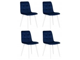 Набор 4 шт Стул обеденный DOBRIN CHILLY, Темно-синий Holland 60, основание белое