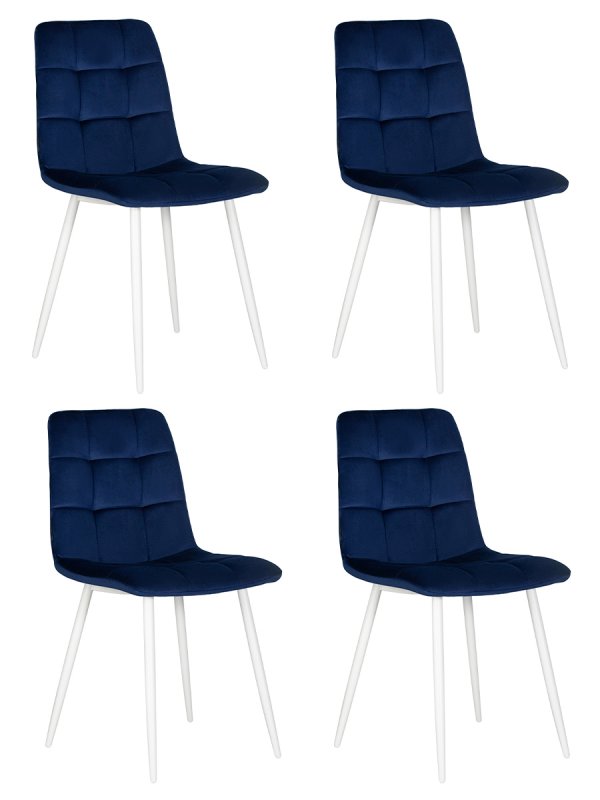 Набор 4 шт Стул обеденный DOBRIN CHILLY, Темно-синий Holland 60, основание белое