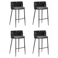 Набор 4 шт Стул барный DOBRIN AMELIA, серая ткань (F-48), темно-серый винтажный PU (MF-12)