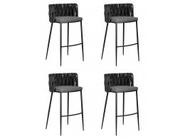 Набор 4 шт Стул барный DOBRIN AMELIA, серая ткань (F-48), темно-серый винтажный PU (MF-12)