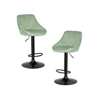 Набор 2 шт Стул барный DOBRIN LOGAN BLACK, мятный велюр (MJ9-87)