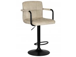 Стул барный DOBRIN KRUGER ARM BLACK, бежевый вельвет (LAR-E2041-04)