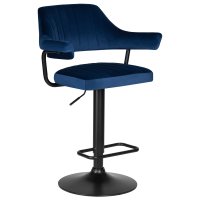 Стул барный DOBRIN CHARLY BLACK, синий велюр (MJ9-117)