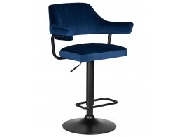 Стул барный DOBRIN CHARLY BLACK, синий велюр (MJ9-117)