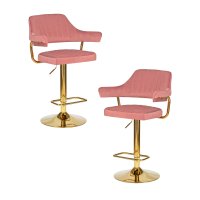 Набор 2 шт Стул барный DOBRIN CHARLY GOLD, розовый велюр (MJ9-32)
