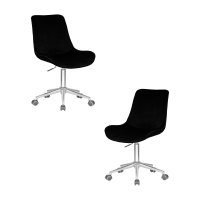 Набор 2 шт Кресло офисное DOBRIN DORA, чёрный велюр (1922-21), хромированная сталь