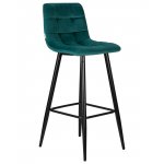 Набор 2 шт Стул барный DOBRIN NICOLE, черные матовые ножки, морской волны велюр (108-119)