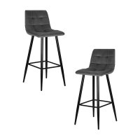 Набор 2 шт Стул барный DOBRIN NICOLE, черные матовые ножки, темно-серый велюр (108-91)