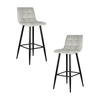 Набор 2 шт Стул барный DOBRIN NICOLE, черные матовые ножки, светло-серый велюр (108-52)