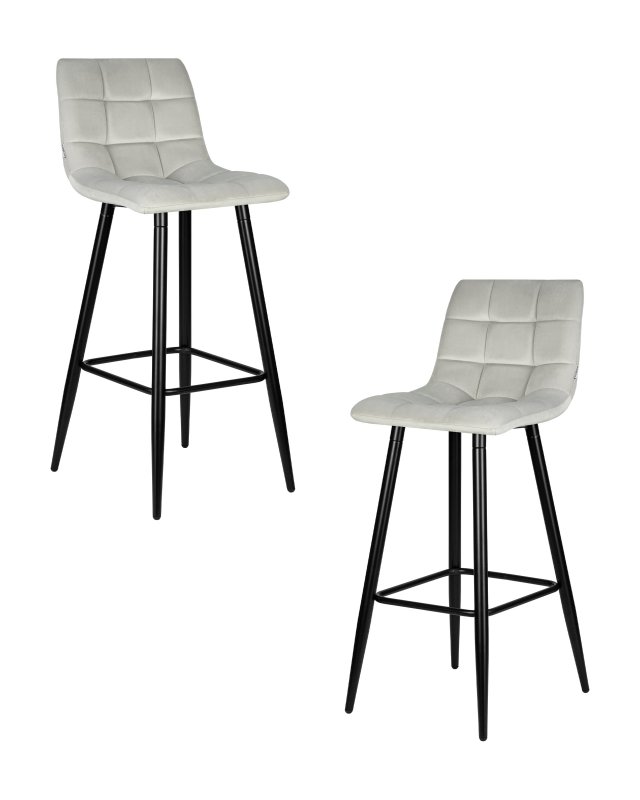 Набор 2 шт Стул барный DOBRIN NICOLE, черные матовые ножки, светло-серый велюр (108-52)