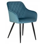 Набор 2 шт Стул обеденный DOBRIN ROBERT, черные матовые ножки, велюр V108-108 Морская волна