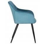 Набор 2 шт Стул обеденный DOBRIN ROBERT, черные матовые ножки, велюр V108-108 Морская волна