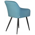 Набор 2 шт Стул обеденный DOBRIN ROBERT, черные матовые ножки, велюр V108-108 Морская волна