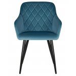 Набор 2 шт Стул обеденный DOBRIN ROBERT, черные матовые ножки, велюр V108-108 Морская волна