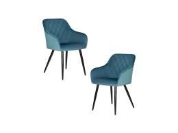Набор 2 шт Стул обеденный DOBRIN ROBERT, черные матовые ножки, велюр V108-108 Морская волна