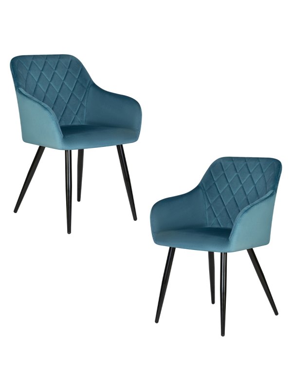 Набор 2 шт Стул обеденный DOBRIN ROBERT, черные матовые ножки, велюр V108-108 Морская волна