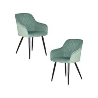 Набор 2 шт Стул обеденный DOBRIN ROBERT, черные матовые ножки, велюр V108-118 Мятный
