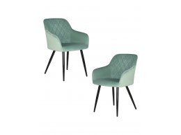 Набор 2 шт Стул обеденный DOBRIN ROBERT, черные матовые ножки, велюр V108-118 Мятный