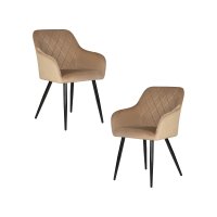 Набор 2 шт Стул обеденный DOBRIN ROBERT, черные матовые ножки, велюр V108-104 Мокко