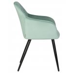 Набор 2 шт Стул обеденный DOBRIN ROBERT, черные матовые ножки, велюр V108-118 Мятный