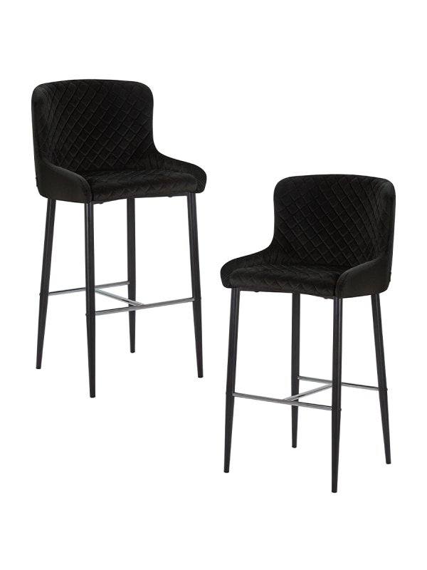 Набор 2 шт Стул барный DOBRIN CHRISTIAN'75, черные ножки, черный велюр (V108-77)