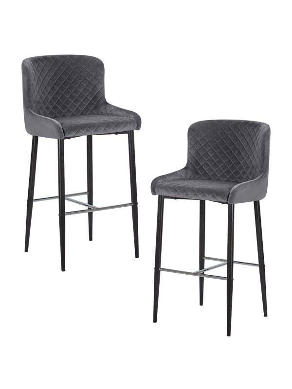 Набор 2 шт Стул барный DOBRIN CHRISTIAN'75, черные ножки, темно-серый велюр (V108-91)