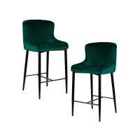 Набор 2 шт Стул барный DOBRIN CHRISTIAN'75, черные ножки, зеленый велюр (V108-64)