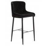 Набор 2 шт Стул барный DOBRIN CHRISTIAN'75, черные ножки, черный велюр (V108-77)
