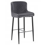 Набор 2 шт Стул барный DOBRIN CHRISTIAN'75, черные ножки, темно-серый велюр (V108-91)