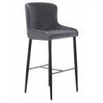 Набор 2 шт Стул барный DOBRIN CHRISTIAN'75, черные ножки, темно-серый велюр (V108-91)