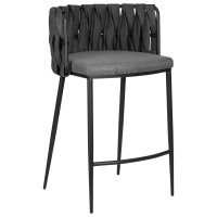 Стул полубарный DOBRIN AMELIA COUNTER, серая ткань (F-48), темно-серый винтажный PU (MF-12)