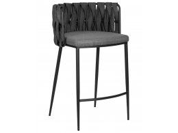 Стул полубарный DOBRIN AMELIA COUNTER, серая ткань (F-48), темно-серый винтажный PU (MF-12)