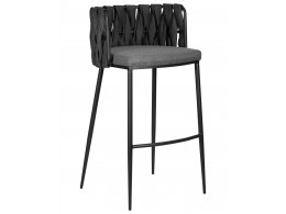 Стул барный DOBRIN AMELIA, серая ткань (F-48), темно-серый винтажный PU (MF-12)