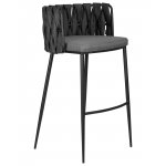 Стул барный DOBRIN AMELIA, серая ткань (F-48), темно-серый винтажный PU (MF-12)