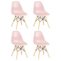 Набор 4 шт Стул обеденный DOBRIN DSW, ножки светлый бук, цвет светло-розовый (PK-02)