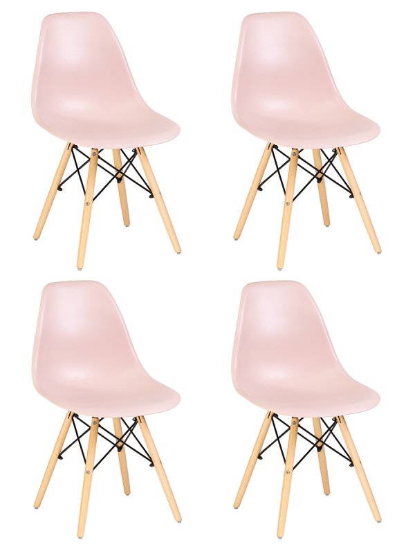 Набор 4 шт Стул обеденный DOBRIN DSW, ножки светлый бук, цвет светло-розовый (PK-02)