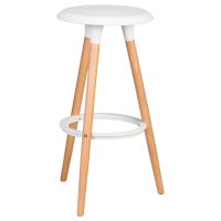 Табурет барный DOBRIN ROYCE, ножки светлый бук, цвет белый (W-02)