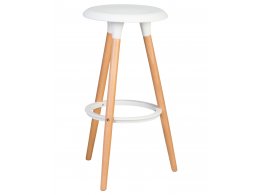 Табурет барный DOBRIN ROYCE, ножки светлый бук, цвет белый (W-02)