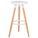 Табурет барный DOBRIN ROYCE, ножки светлый бук, цвет белый (W-02)