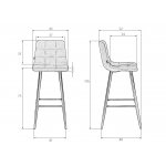 Набор 2 шт Стул барный DOBRIN NICOLE, черные матовые ножки, светло-серый велюр (108-52)