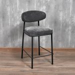 Стул полубарный Lucas 2 серый шенилл с чёрными ножками