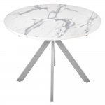 Стол Rudolf круглый раскладной 100-130x100x75см, белый мрамор, белый Стол Rudolf круглый раскладной 100-130x100x75см, белый мрамор, белый
