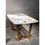 Стол обеденный Ланс Мат DT-2852L,180х90х75 см, белая керамика/матовое золото