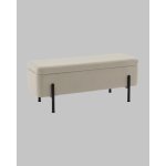 Банкетка Болейн с ящиком велюр бежевый черные ножки